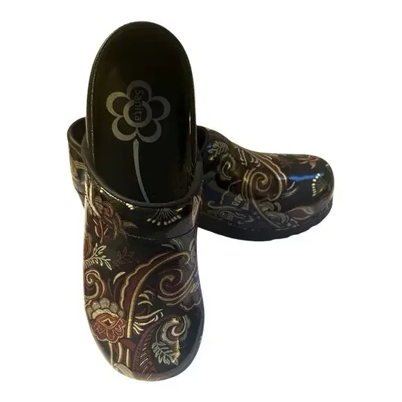 Sanita Chaya Arabesque Patent Leather Professional Clogs EU 38 Womens Size 7-7.5 - Picture 4 of 6